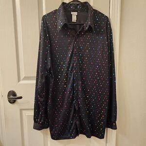 Dreamguy Costume Disco Dude Button Down Shirts Long Sleeve